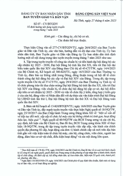 Ban Tuyên giáo và Dân vận Đảng ủy UBND tỉnh Hà Tĩnh định hướng tuyên truyền tháng 7/2025